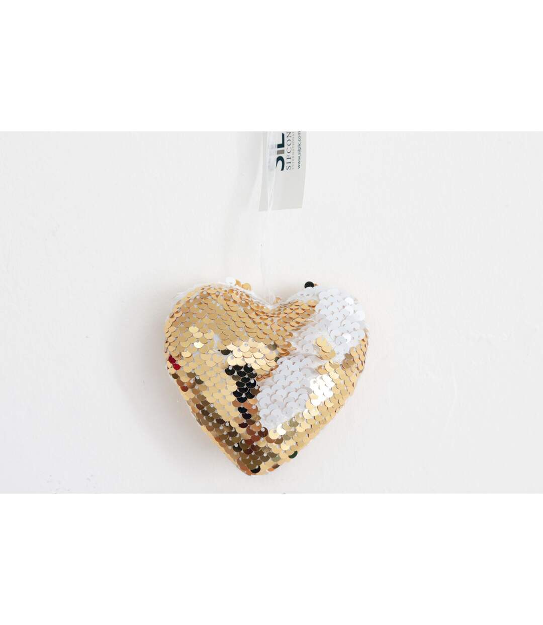 Décoration pour sapin de Noël en sequin Coeur - Doré