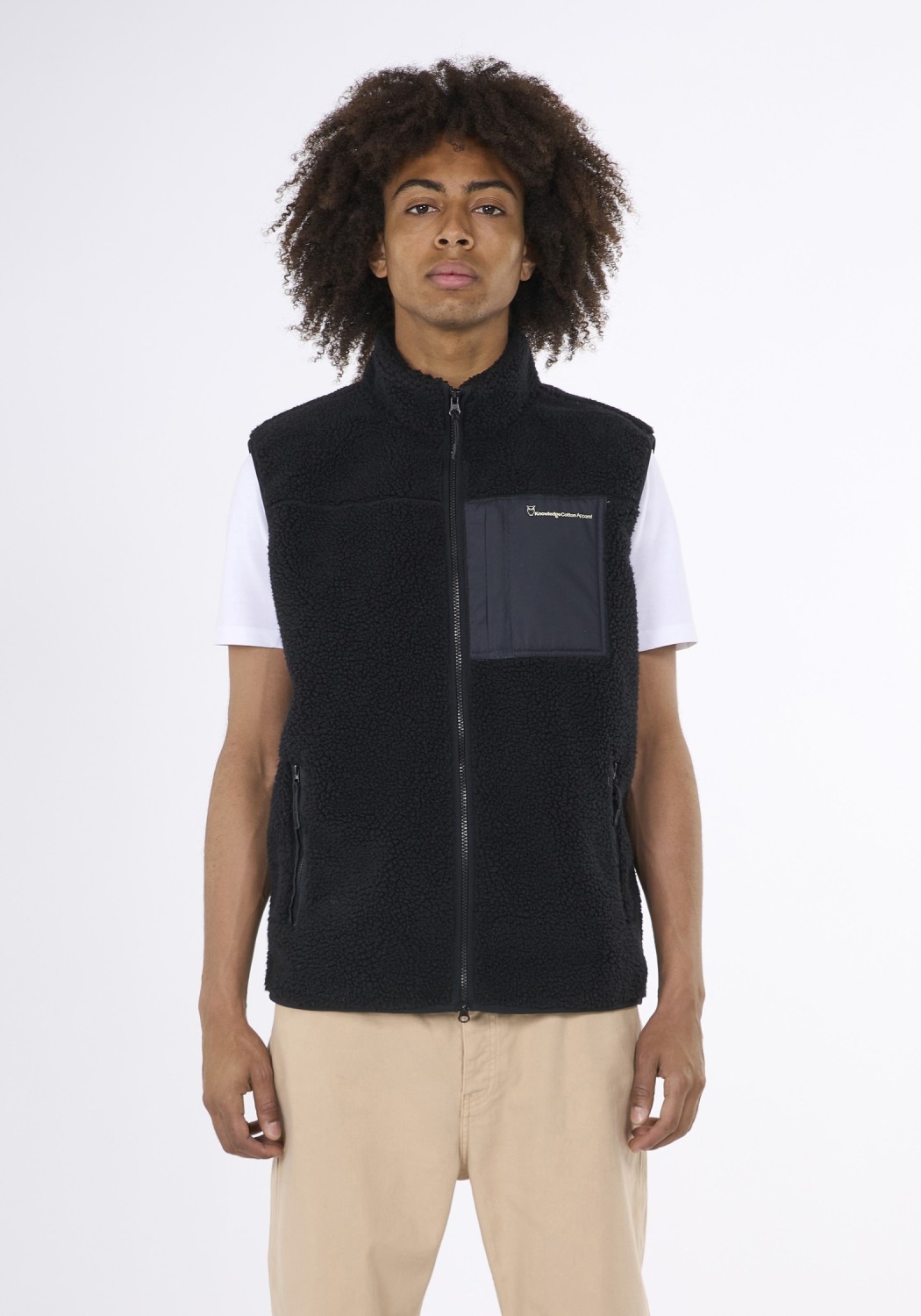 Knowledge Cotton Apparel Fleece-Weste Teddy Fleece Vest Black Jet