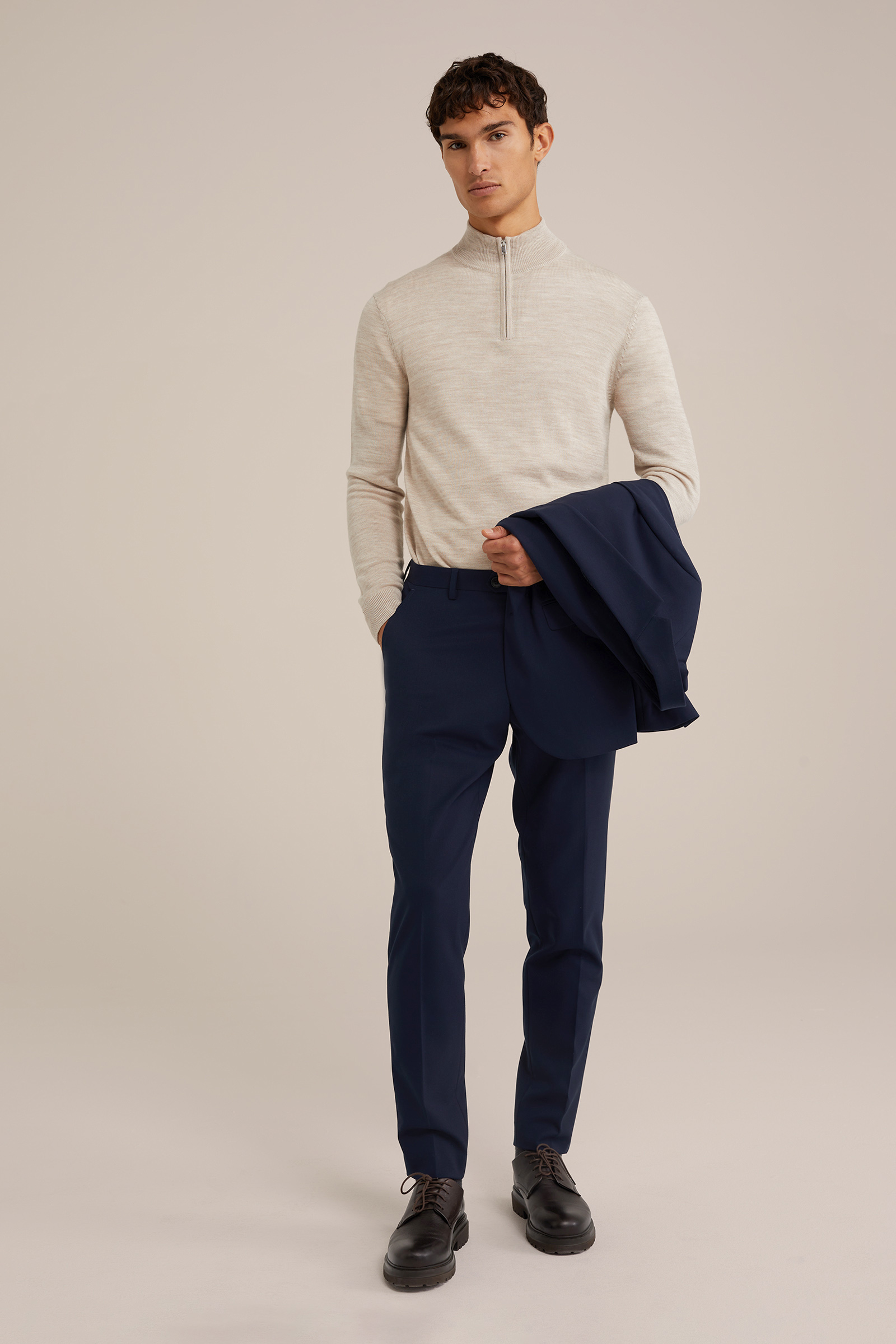 slim fit pantalon Fundamentals Donkerblauw