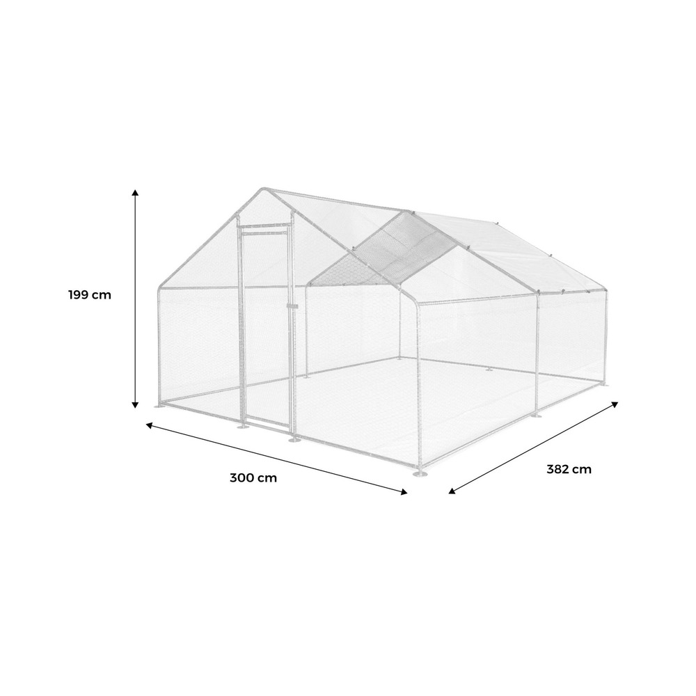 Enclos pour poulailler 12m² - babette - volière en acier galvanisé. Toit imperméable et anti uv. Porte avec loquet. Enclos pour