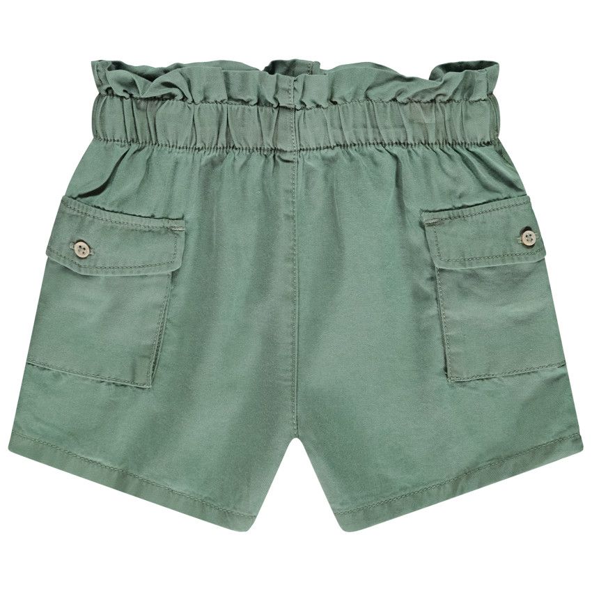 Short uni en toile avec poches pour bébé fille - Kaki