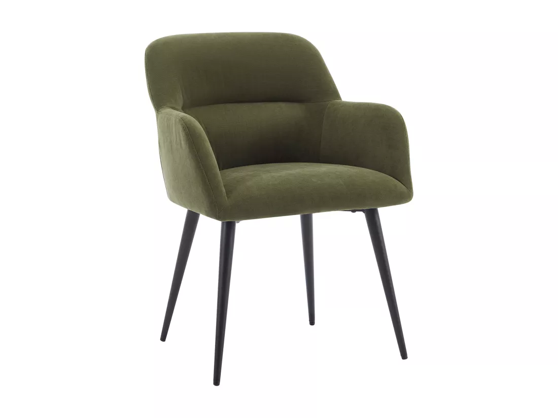 Lot de 2 chaises avec accoudoirs en tissu et métal noir - Vert - HEKA