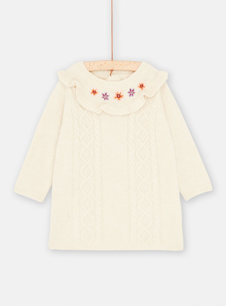 Robe-pull écrue pour bébé fille