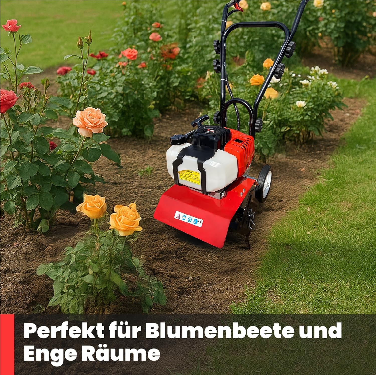 BU-KO 52CC Gartenfräse Benzin 3 PS 2-Takt-Rasenboden bodenhacke Grubber Motorhacke Benzin Leichter kompakter, bodenfräse leistungsstarker Griff mit sicherem Griff 1 Jahre Garantie