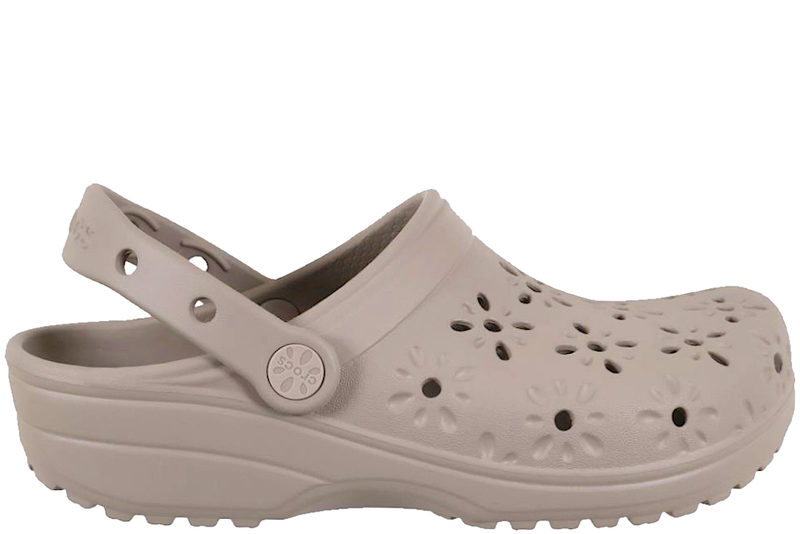 CROCS FLORAL CUT OUT CLASSIC CLOGS I BEIGE GUMMI