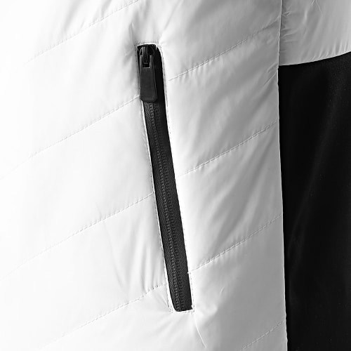 Veste Zippée Capuche Bimatière 0004 Blanc Noir