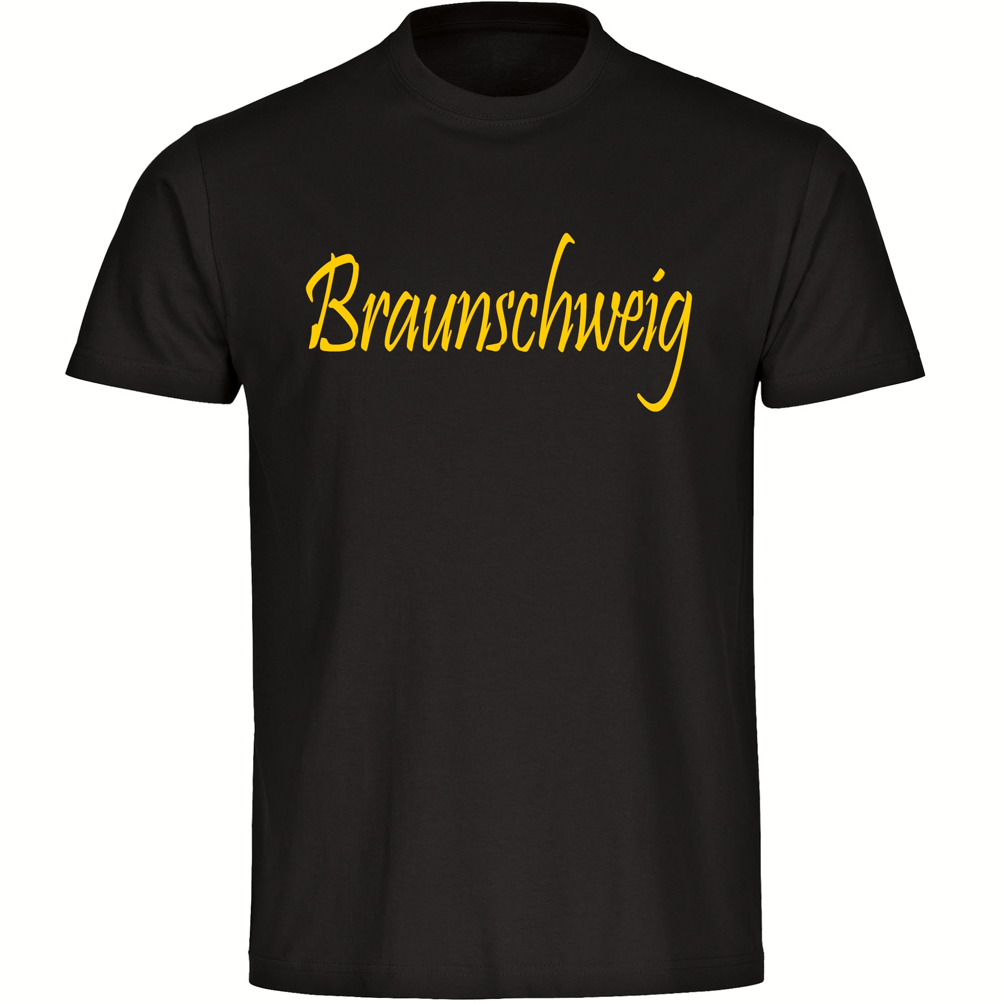 multifanshop® Kinder T-Shirt - Braunschweig - Schriftzug - Druck gelb