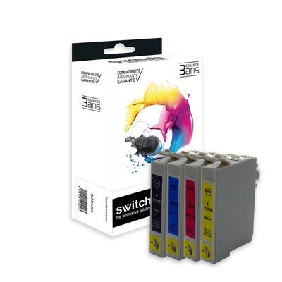Cartouche compatible Epson T0715 Guépard - pack de 4 - noir, jaune, cyan, magenta - Switch
