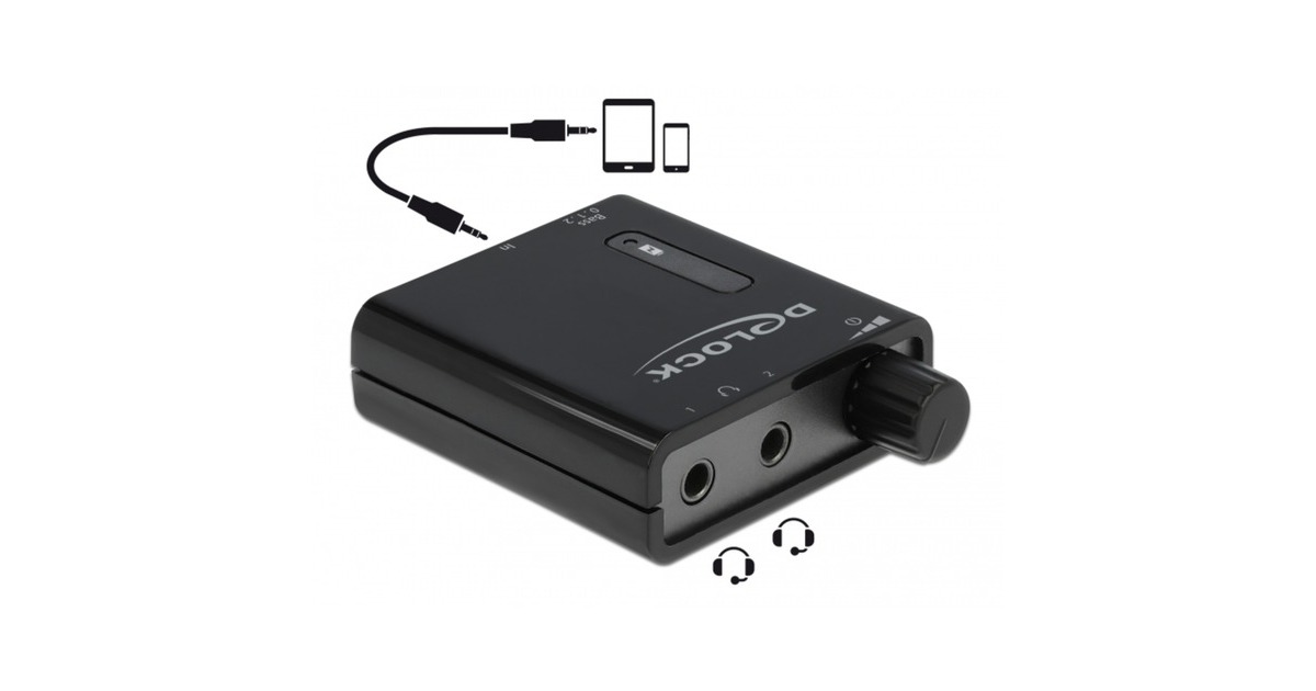 DeLOCKPortable Stereo Hoofdtelefoon versterker  (Zwart)