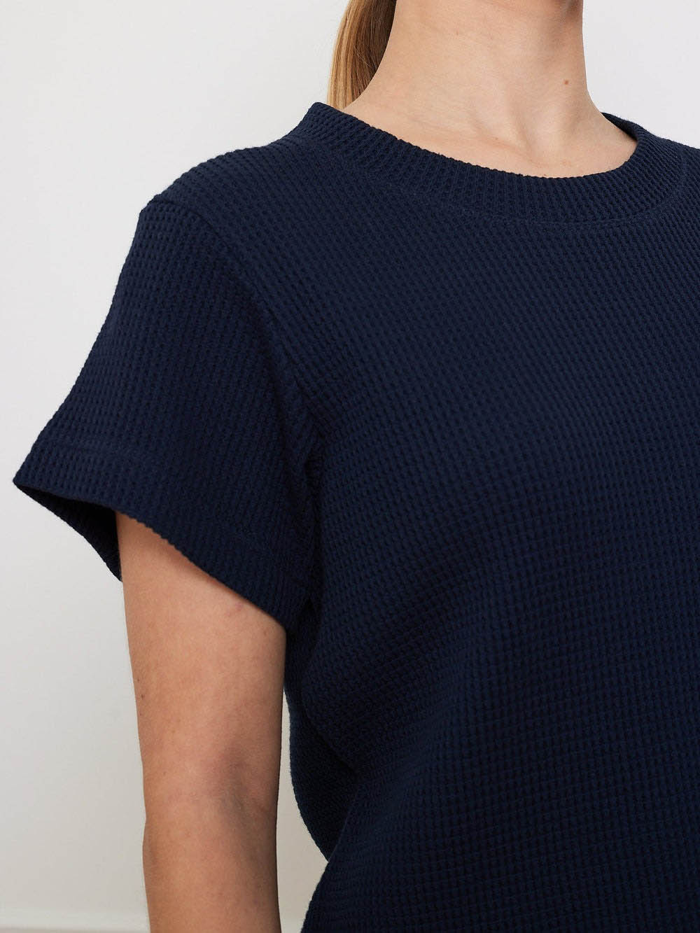 Waffle Tee Dame Navy Blue