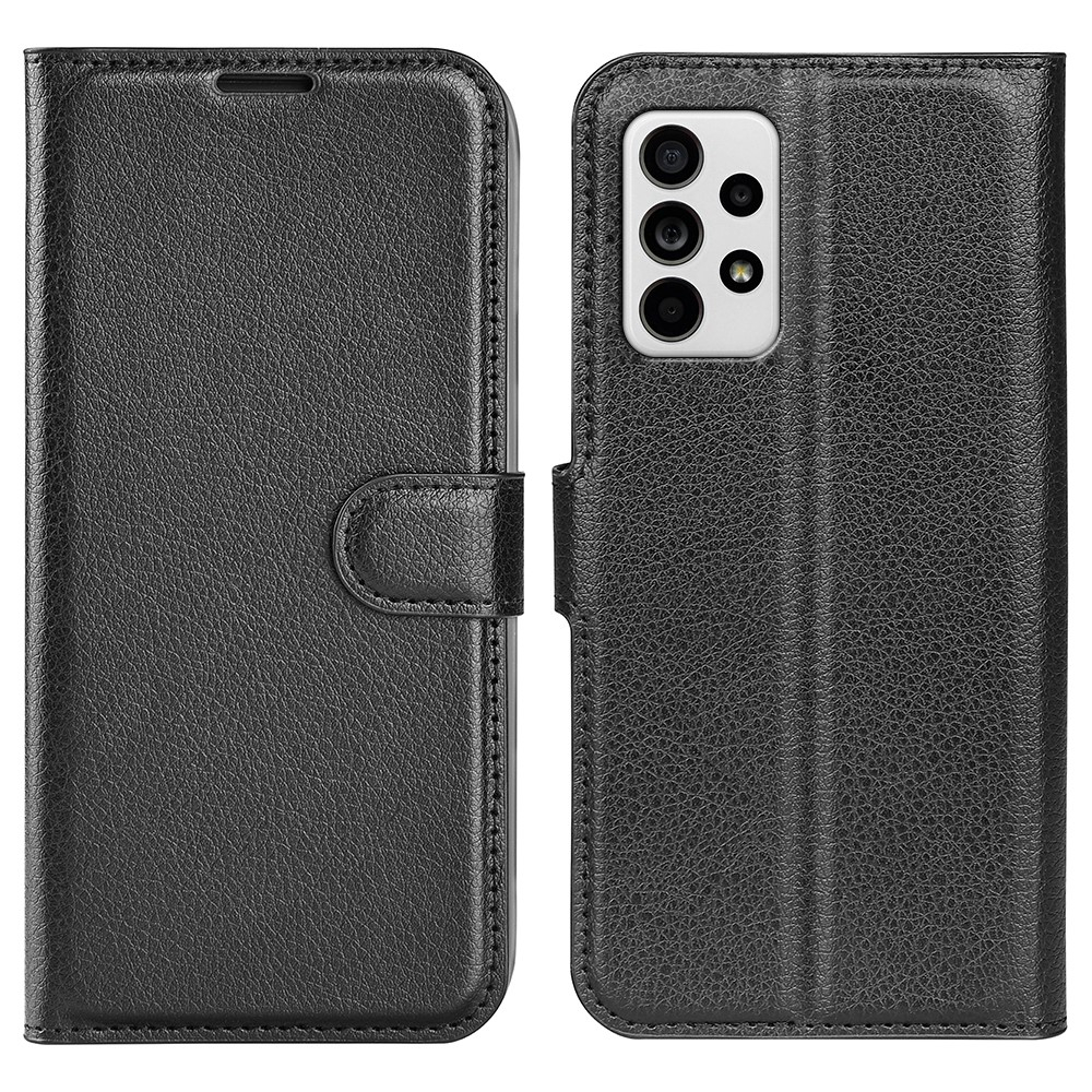 Samsung Galaxy A33 5G Leder Tasche Flip Cover Litchi Look - Schwarz