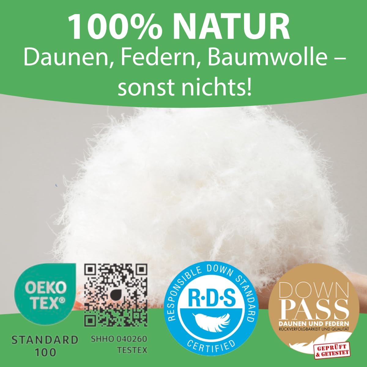Welldora Komfort Bettdecke 155x220 zweiteilig | 100% weiche Federn & Daunen | Fachärztlich geprüft, Oeko-Tex, Allergiker | Zert. für Tierwohl | 2 Decken Vierjahreszeiten Daunendecke Sommer & Winter