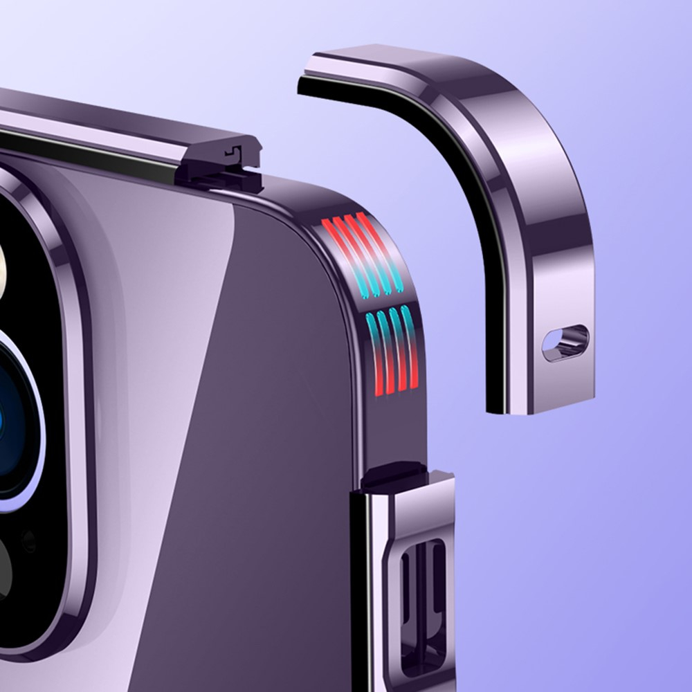 iPhone 14 Pro Max Magnetische Alu Schutzhülle mit Panzer Glas Backcover   Display- / Kameraglasschutz (Magnet-Technologie) - Blau
