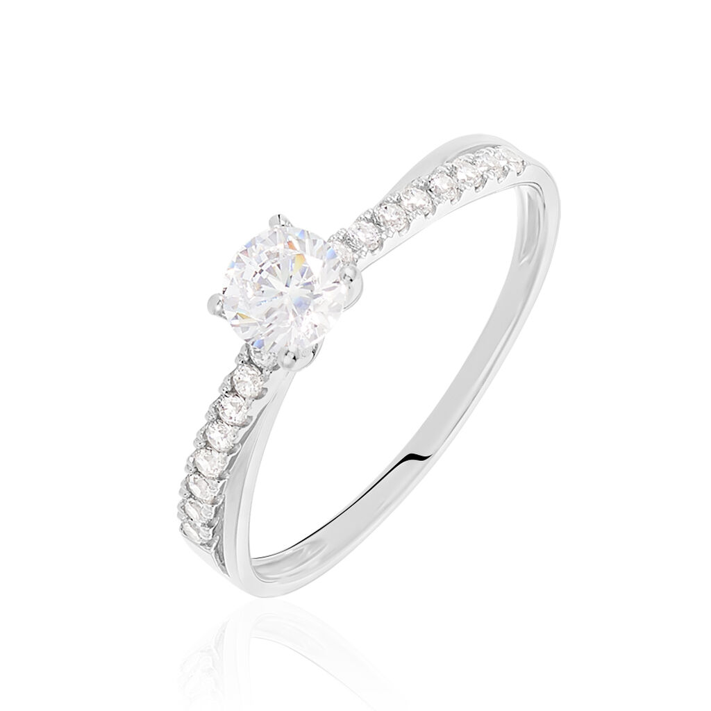 Bague Solitaire Kanel Or Blanc Oxyde De Zirconium