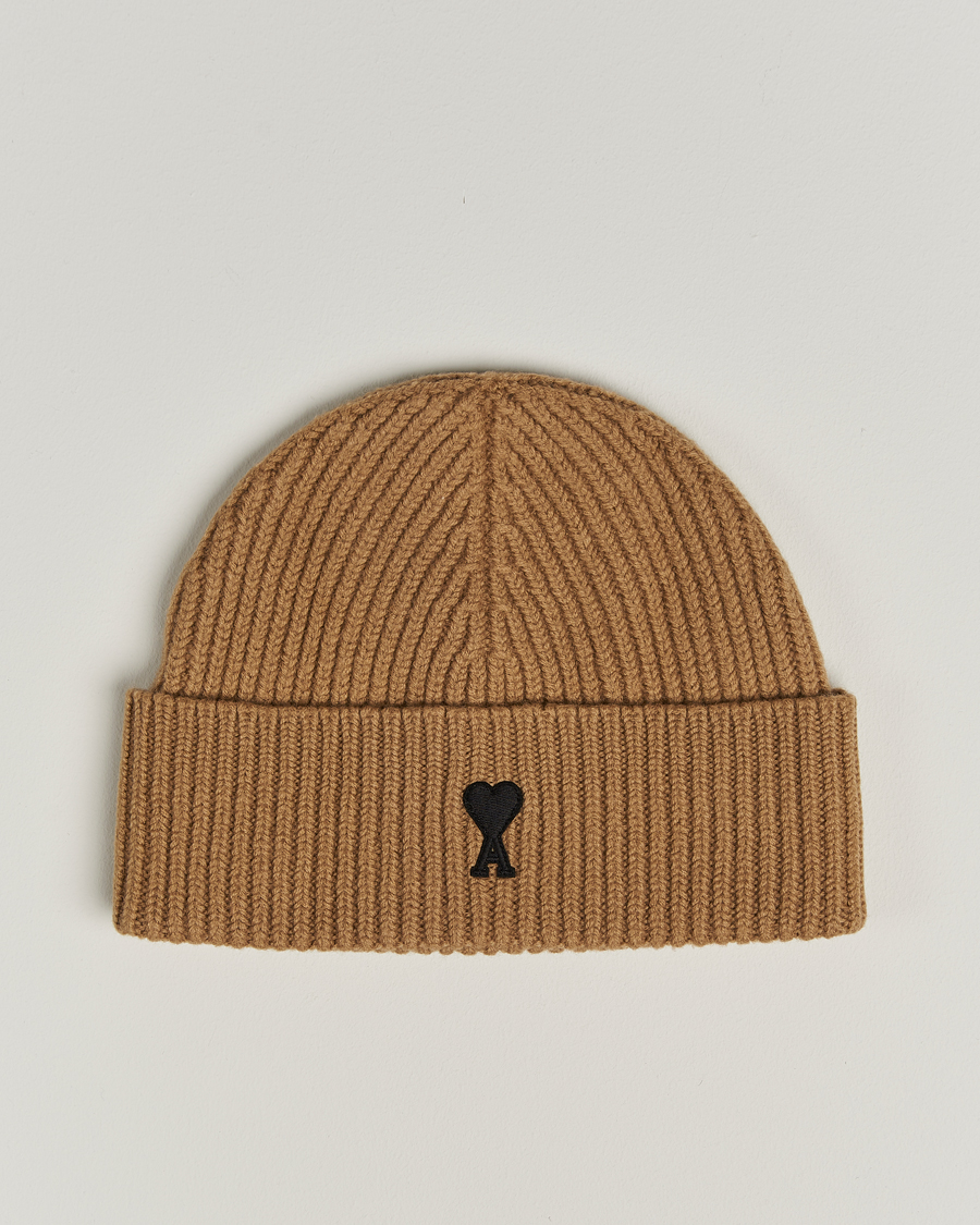 AMI Heart Logo Beanie Camel