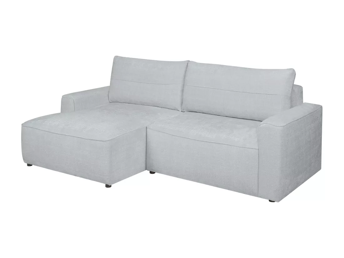 Canapé d'angle gauche convertible en tissu texturé gris VESATO