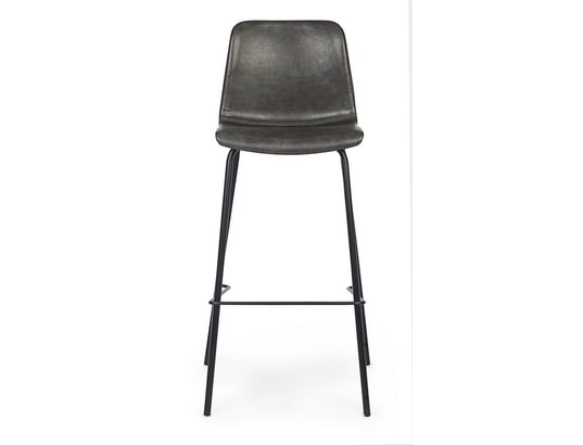 CONCEPT1 - Tabouret Lot de 2 T. Kyra Pu anthracite Vintage (Bar)