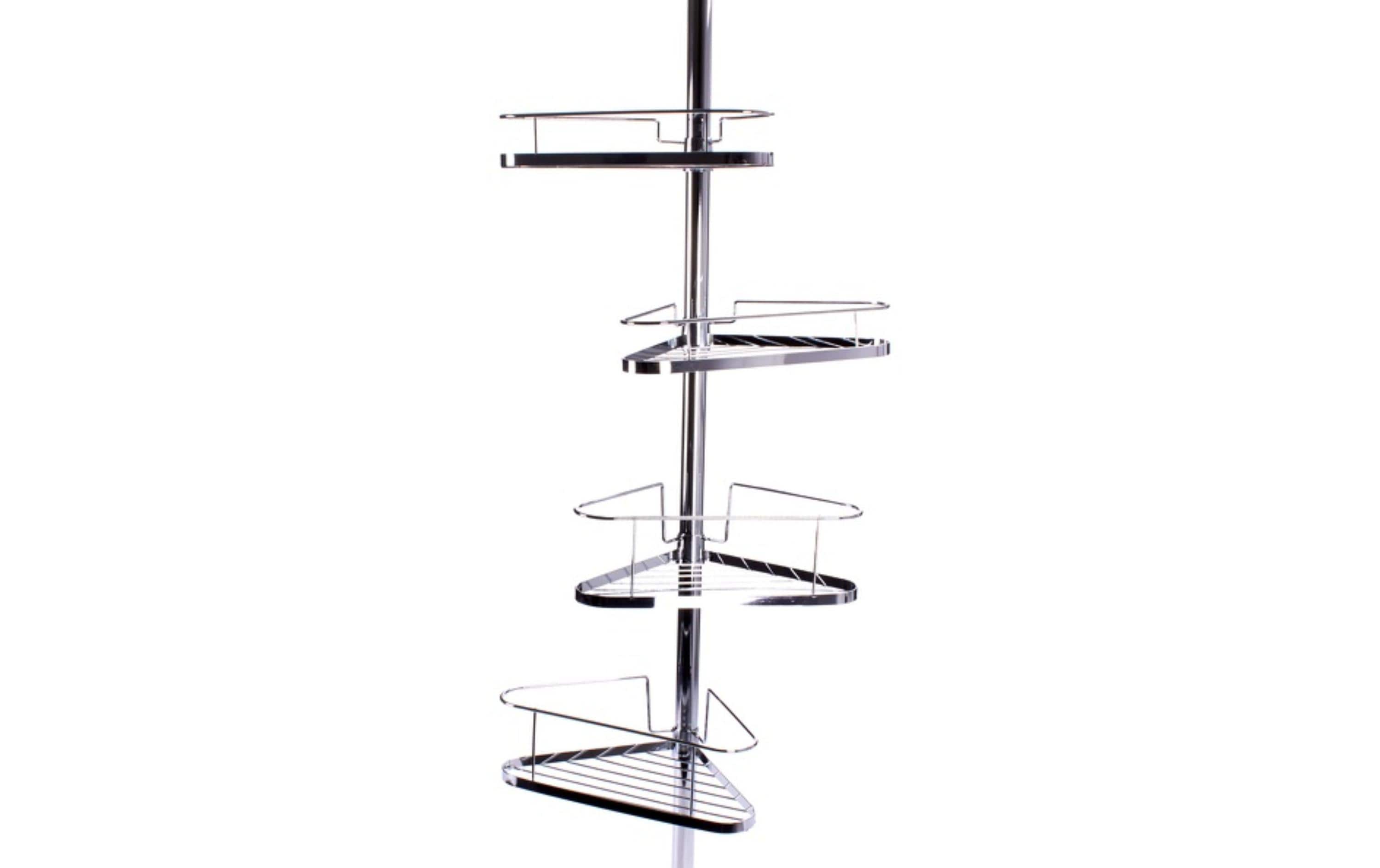 Duschmittelhalter Teleskopstange 145-250 cm, 4 Körbe, SilberSelbststehendes Duschregal