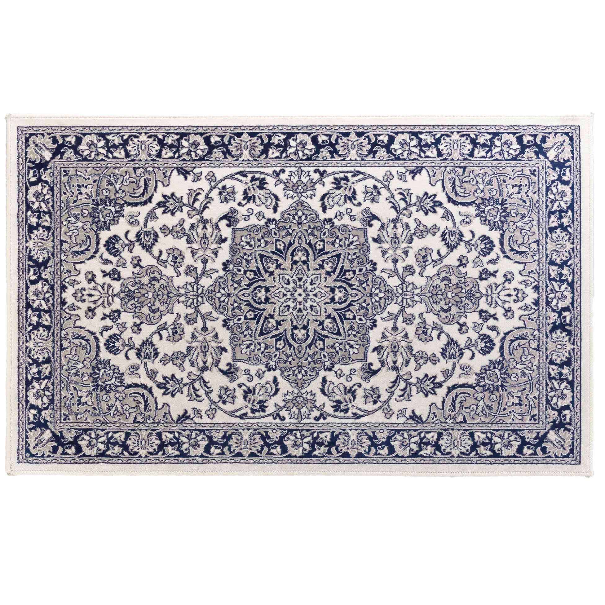TAPIS RECTANGLE 68X110CM VISCOSE TISSEE CHERINE BLEU