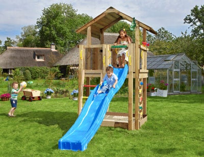 Jungle Gym Chalet Leketårn med Blå Sklie