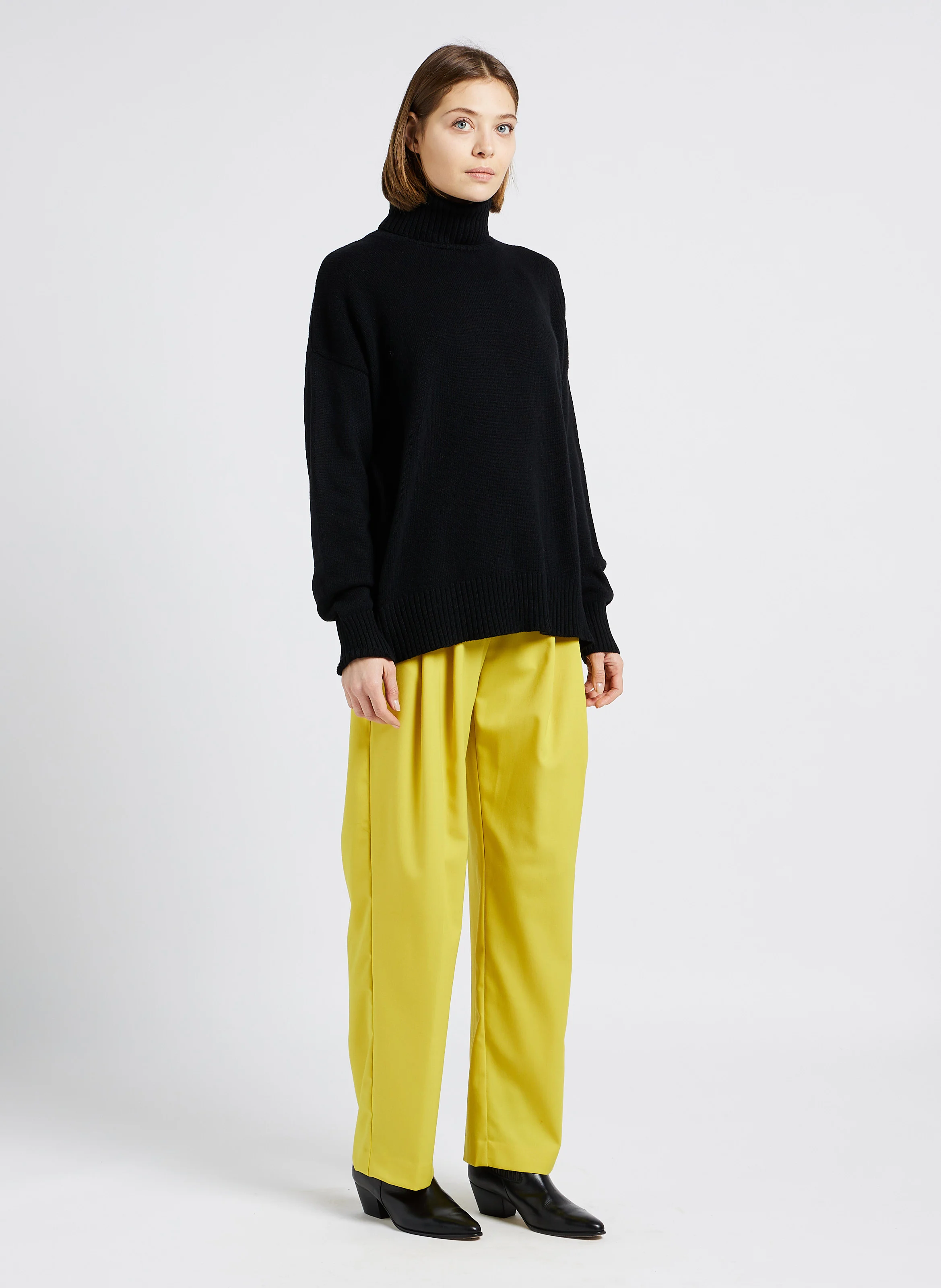 LUZY - Pantalon large à pince | Jaune