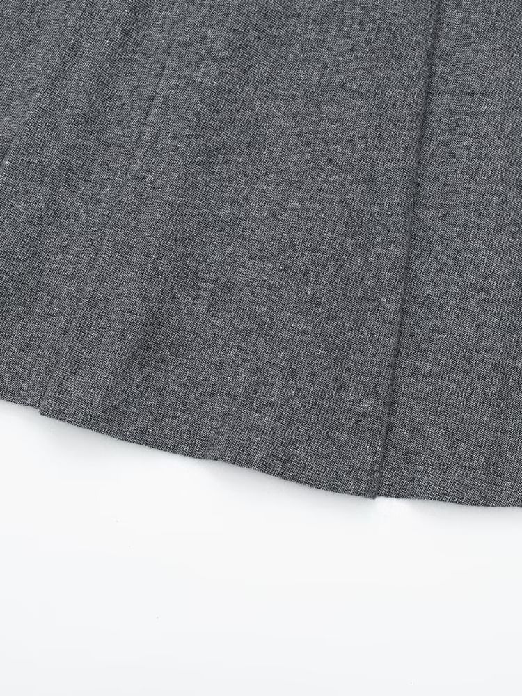SugaYuja - Hoge taille effen geplooide midi A-lijn rok