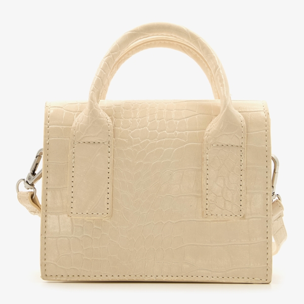 Kleine handtasje met crocoprint beige