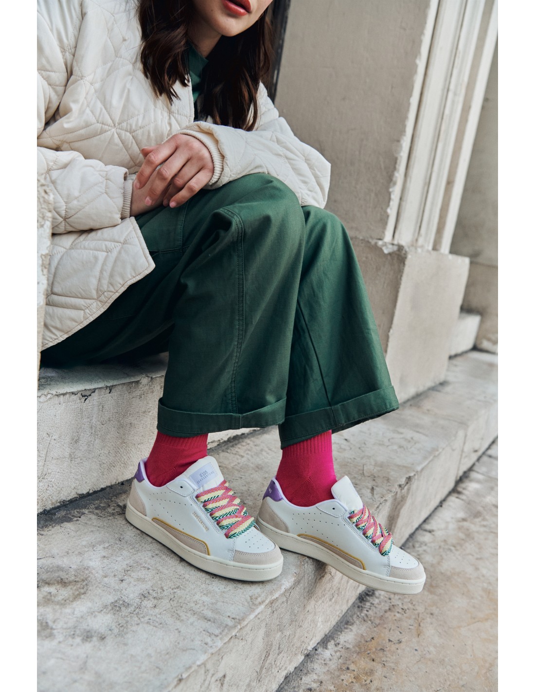0-105 Baskets de ville Femme Avril Fresh Cuir Blanc