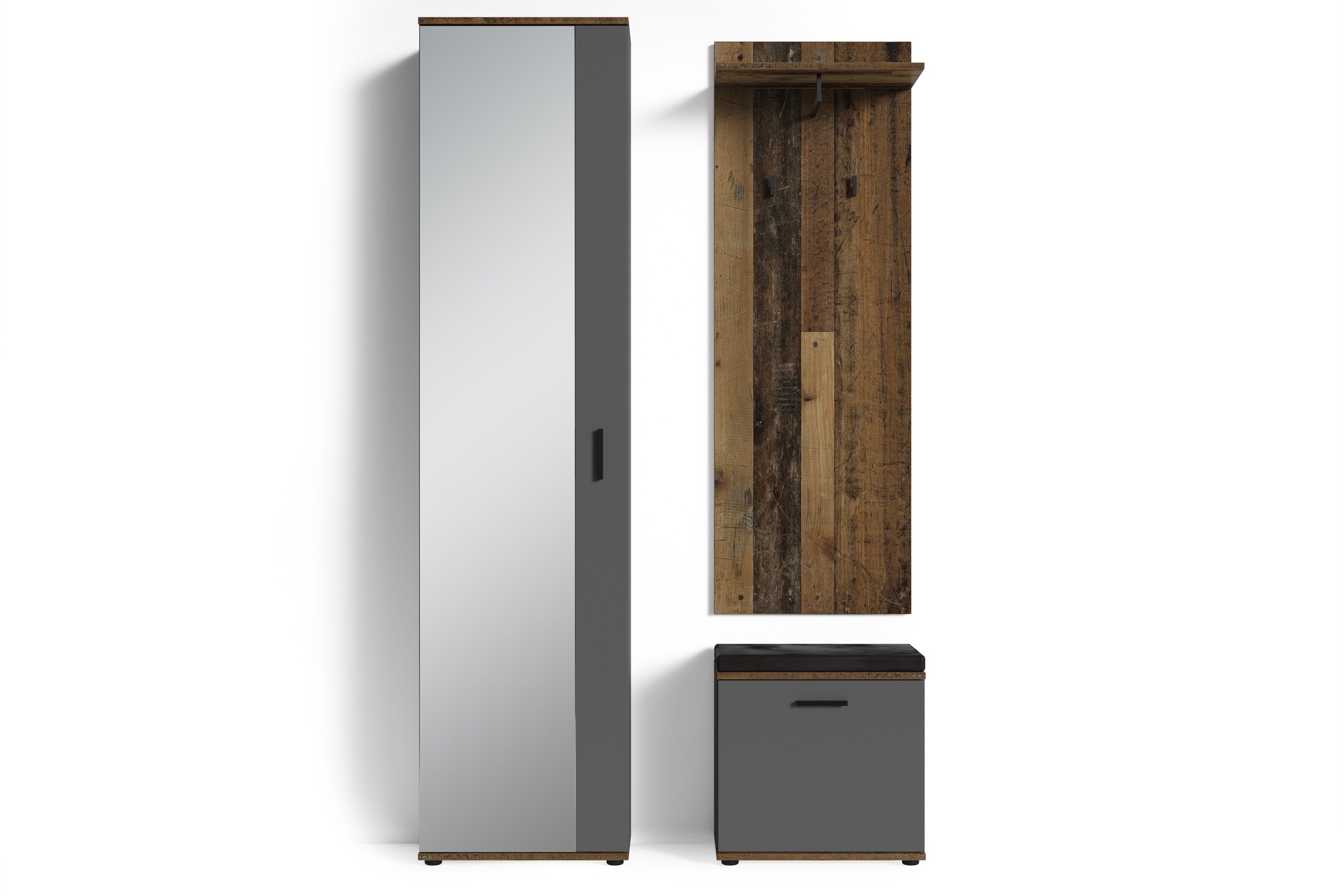 byLIVING Garderobe JAKOB, Breite 49 cm, Old Wood/anthrazit, Spiegeltür