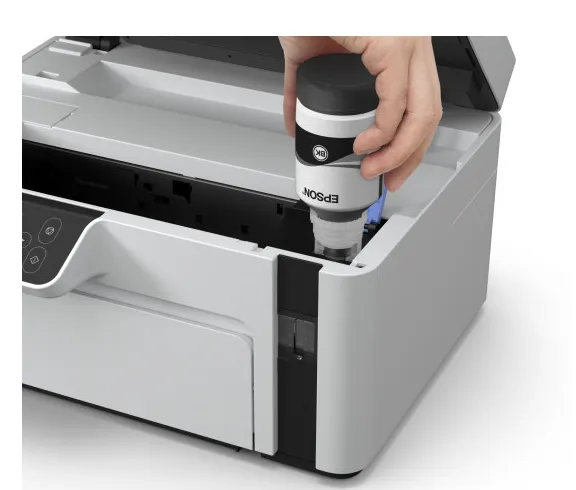 Epson EcoTank ET-M2120 - Multifunktionsprinter - S/H - blækprinter - A4/Legal (medie) - op til 15 spm (udskriver) - 150 ark - USB, Wi-Fi - hvid