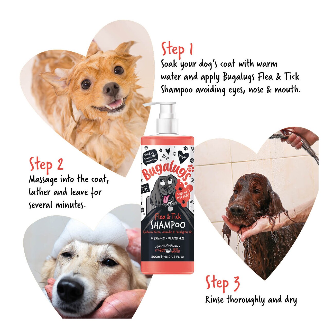 Bugalugs Neemöl – Floh- und Zeckenshampoo für Hunde mit praktischem Pumpdosierer