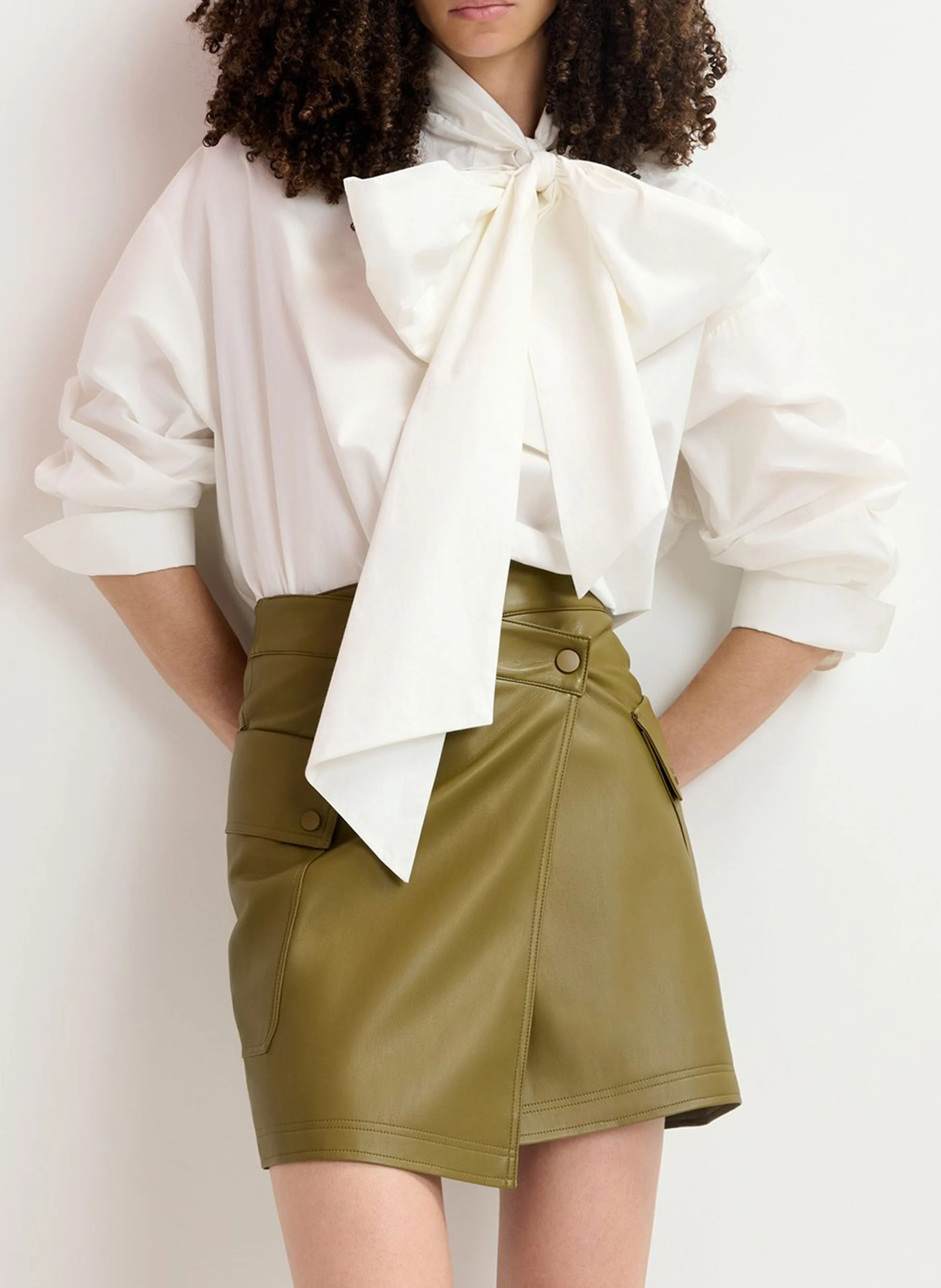 GRADUAL - Mini-jupe portefeuille effet cuir | Marron