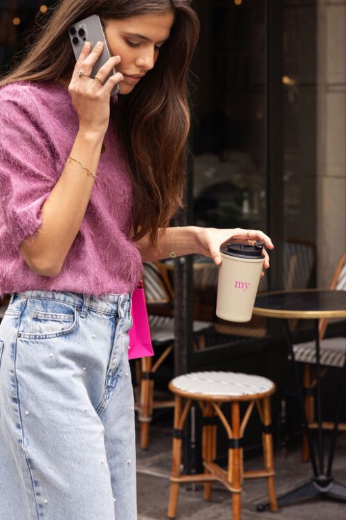 Beige koffie beker