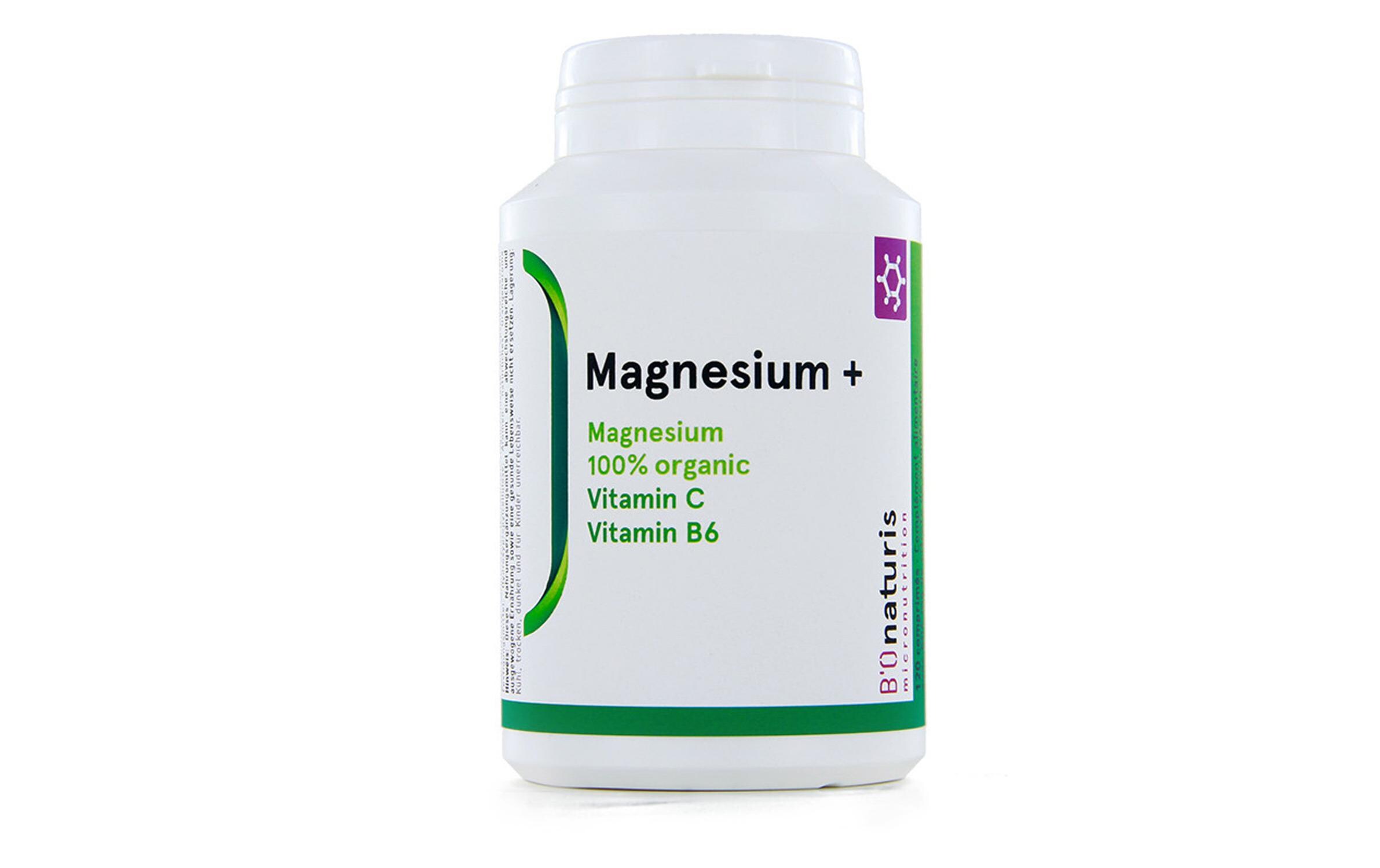 Magnesium + Vitamin C und B6 120 TablettenVeganes Nahrungsergänzungsmittel mit Vitaminen