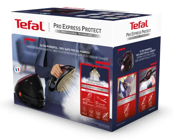 Tefal Pro Express Protect GV9230, 2600 W, 140 g/min, 7,6 bar, 1,8 L, 550 g/min, Sort, Bourgogne