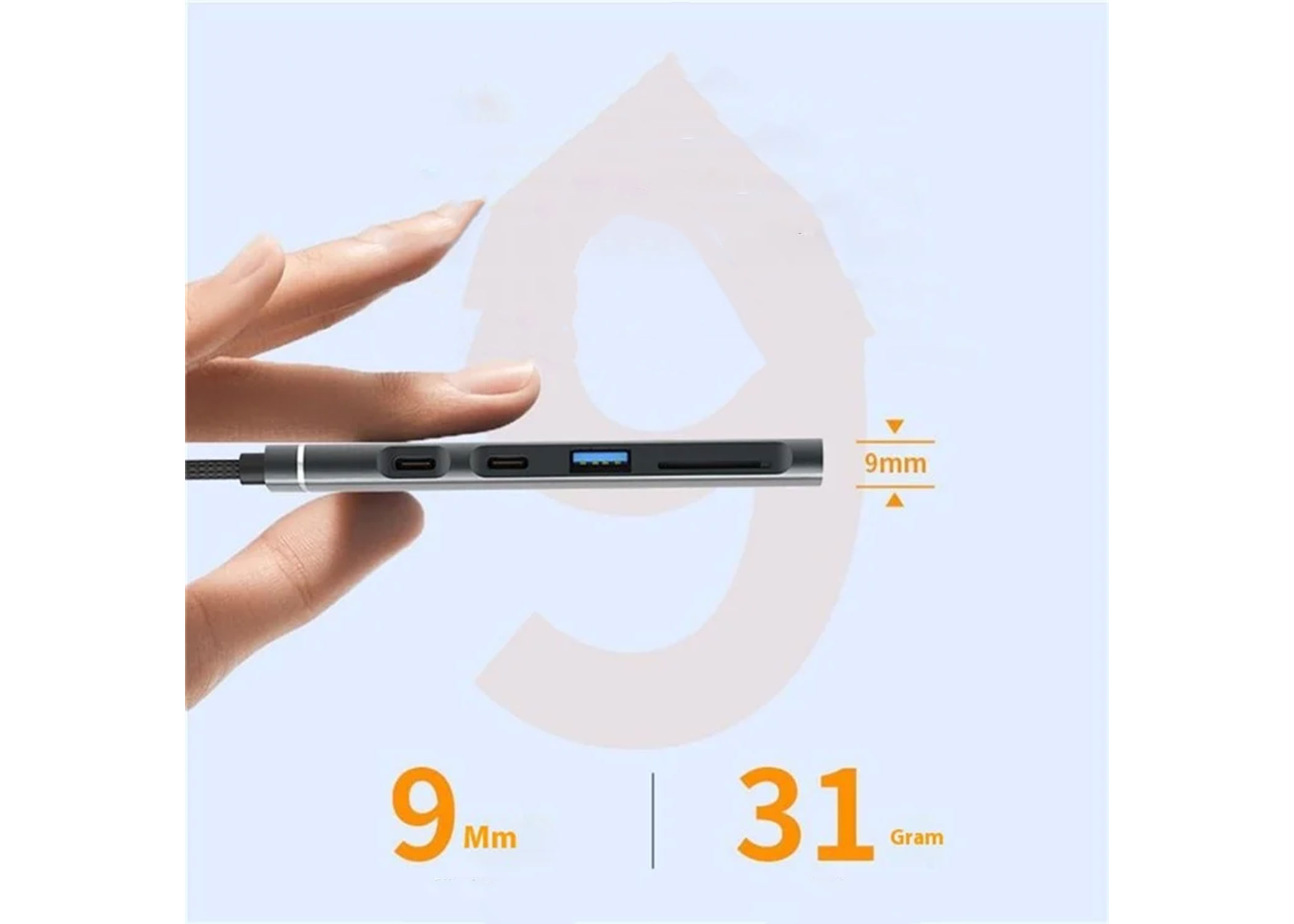 (USB 2.0) Ultra-Slim USB-C / USB-A Multiport Adapter HUB mit 2x USB-C / USB-A / SD und MicroSD Kartenleser - Grau