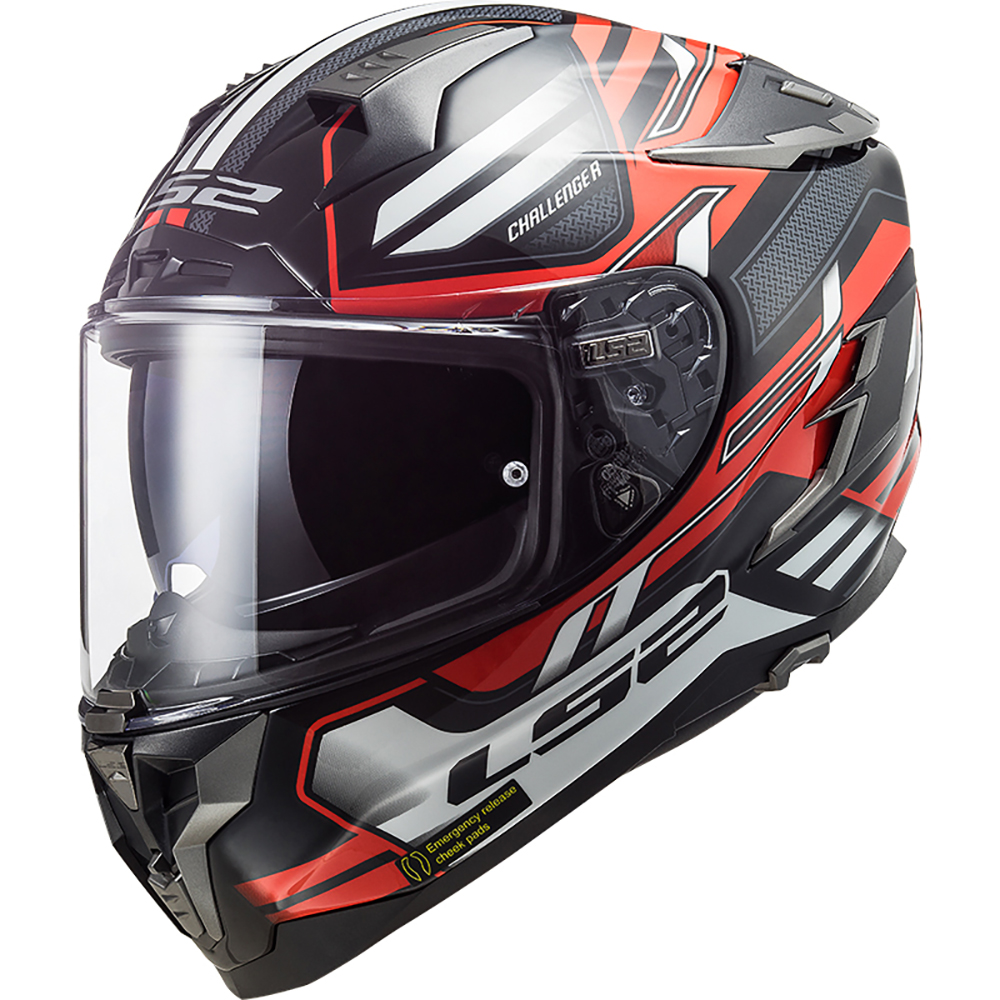 LS2 - Casque FF327 Challenger HPFC Spin Noir / Rouge / Blanc
