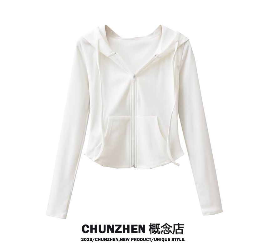 Fatankora - Effen cropped hoodie met rits