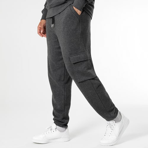 Ensemble Sweat Capuche Et Pantalon Jogging Cargo 1070546 Gris Anthracite Chiné
