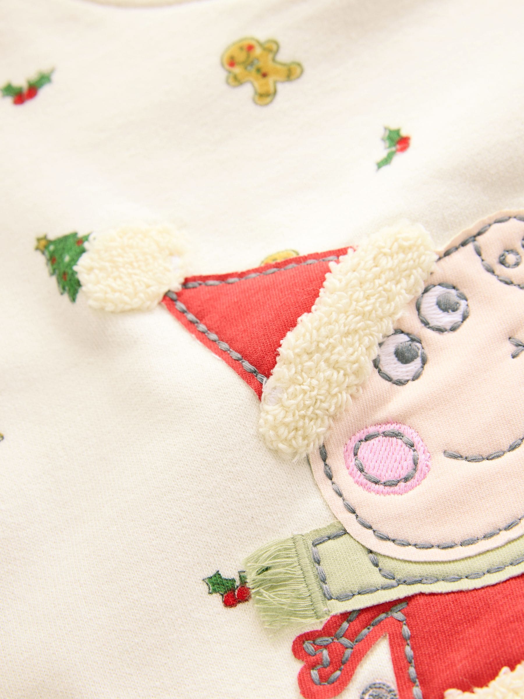 Crème/Rood Kerstmis - Peppa Pig set met sweatshirt met ronde hals en legging (3mnd -7jr)