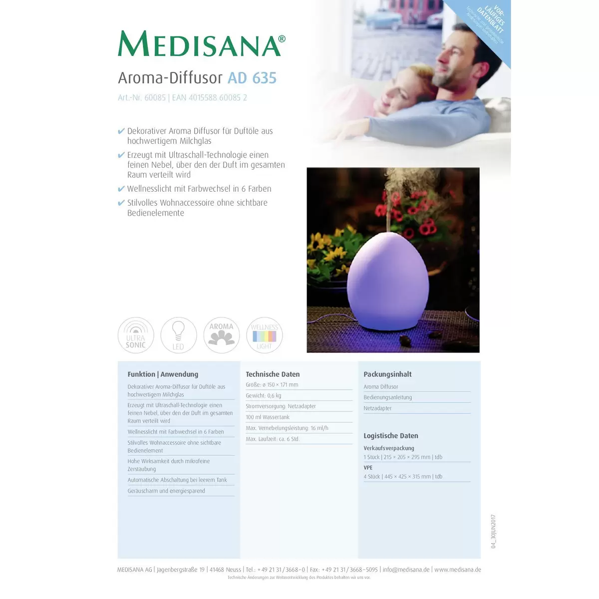 Aroma Diffusor AD635 Medisana weiss
