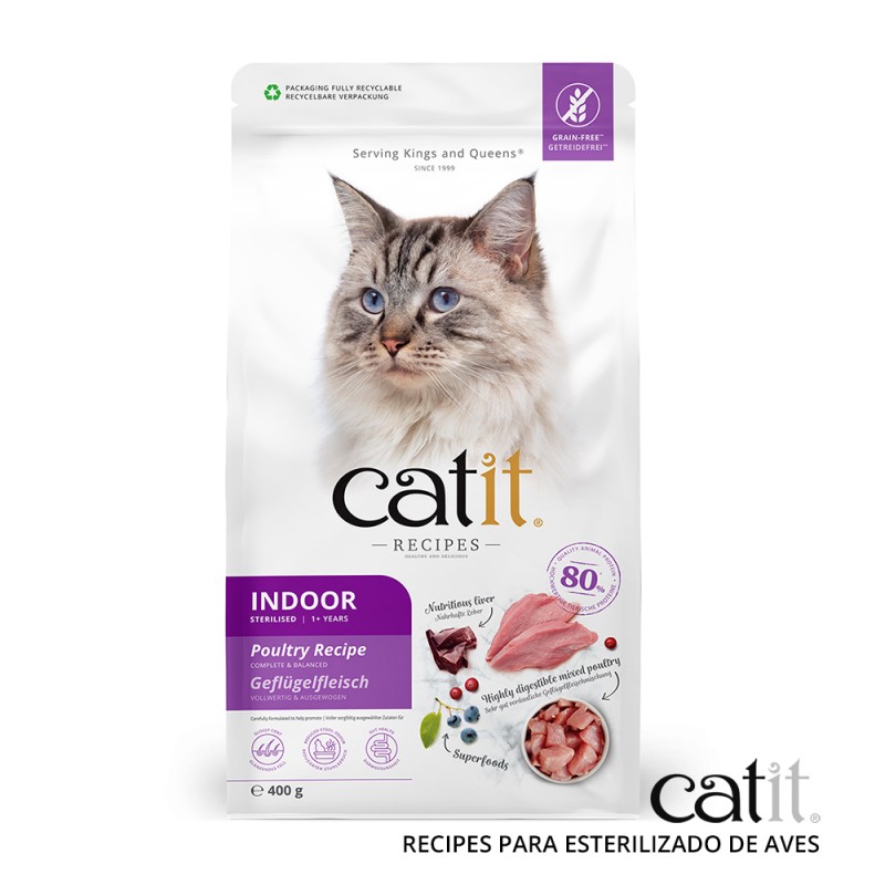 Catit Recipes Alimento para Gatos Domésticos/Esterilizados - Receita para Pássaros, 2 kg