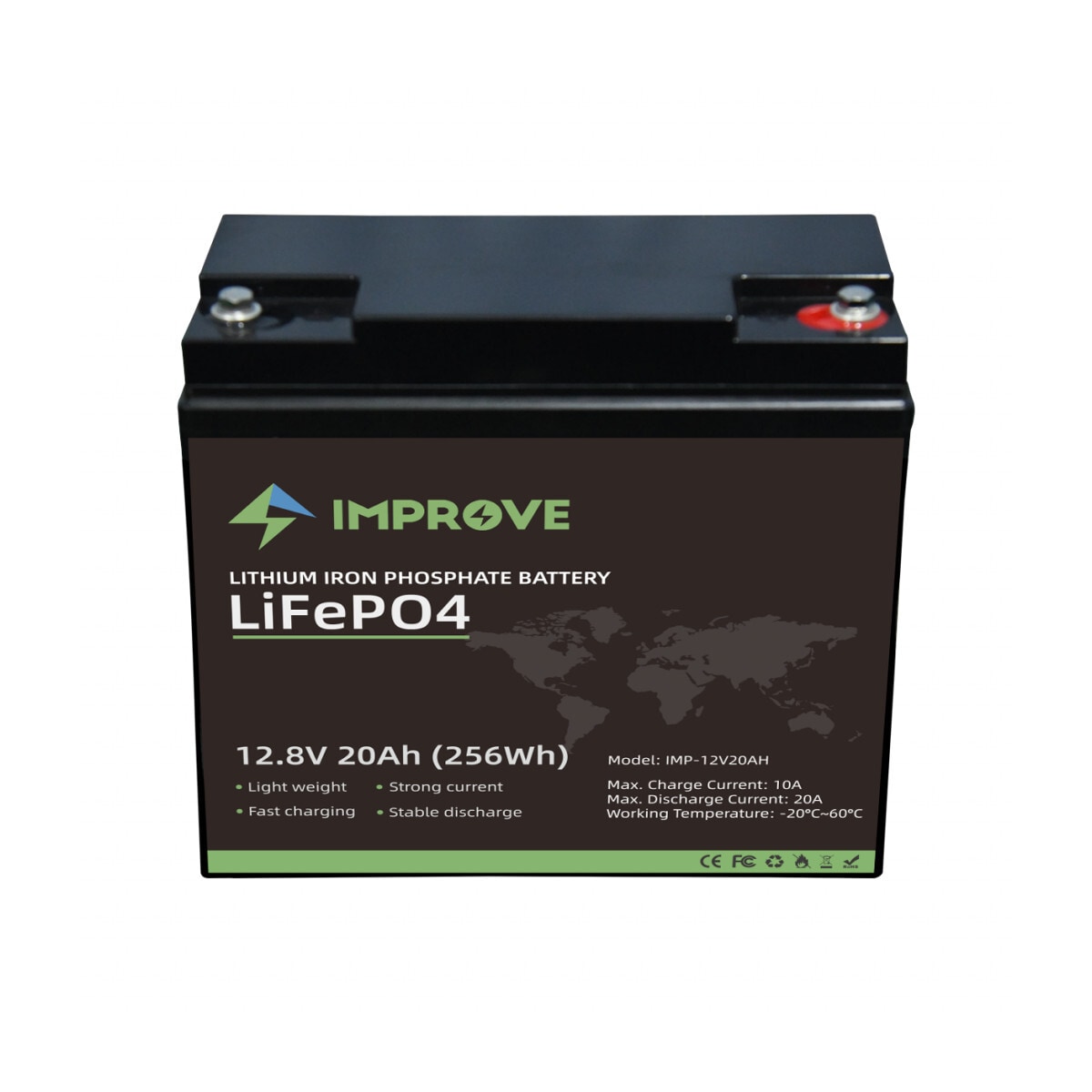 IMPROVE Lithium Batteri 12V 20Ah (LiFePO4) BMS 20A
