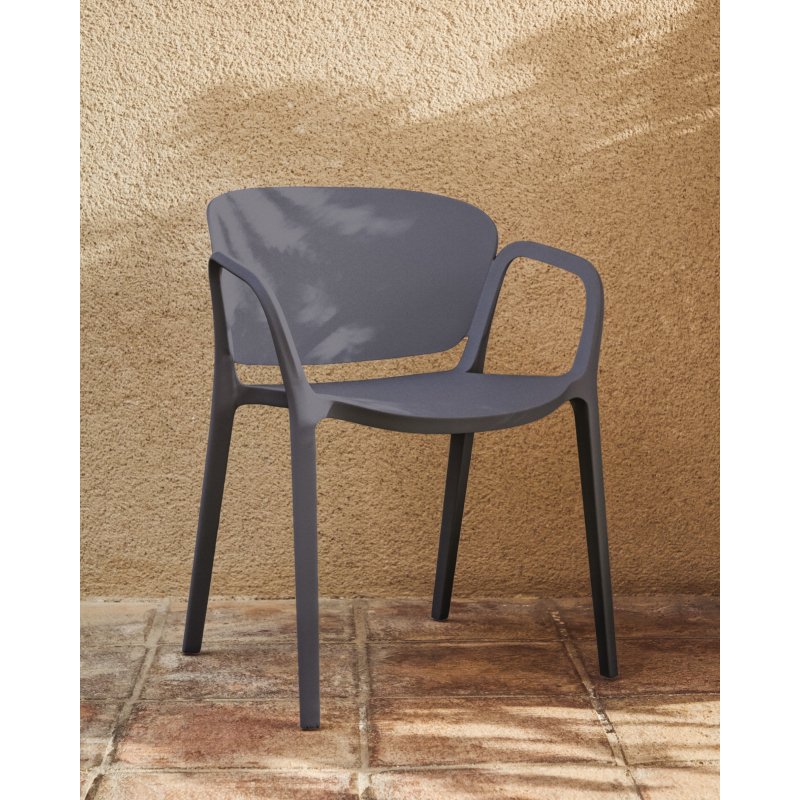 Chaise empilable d’extérieur Ania gris foncé