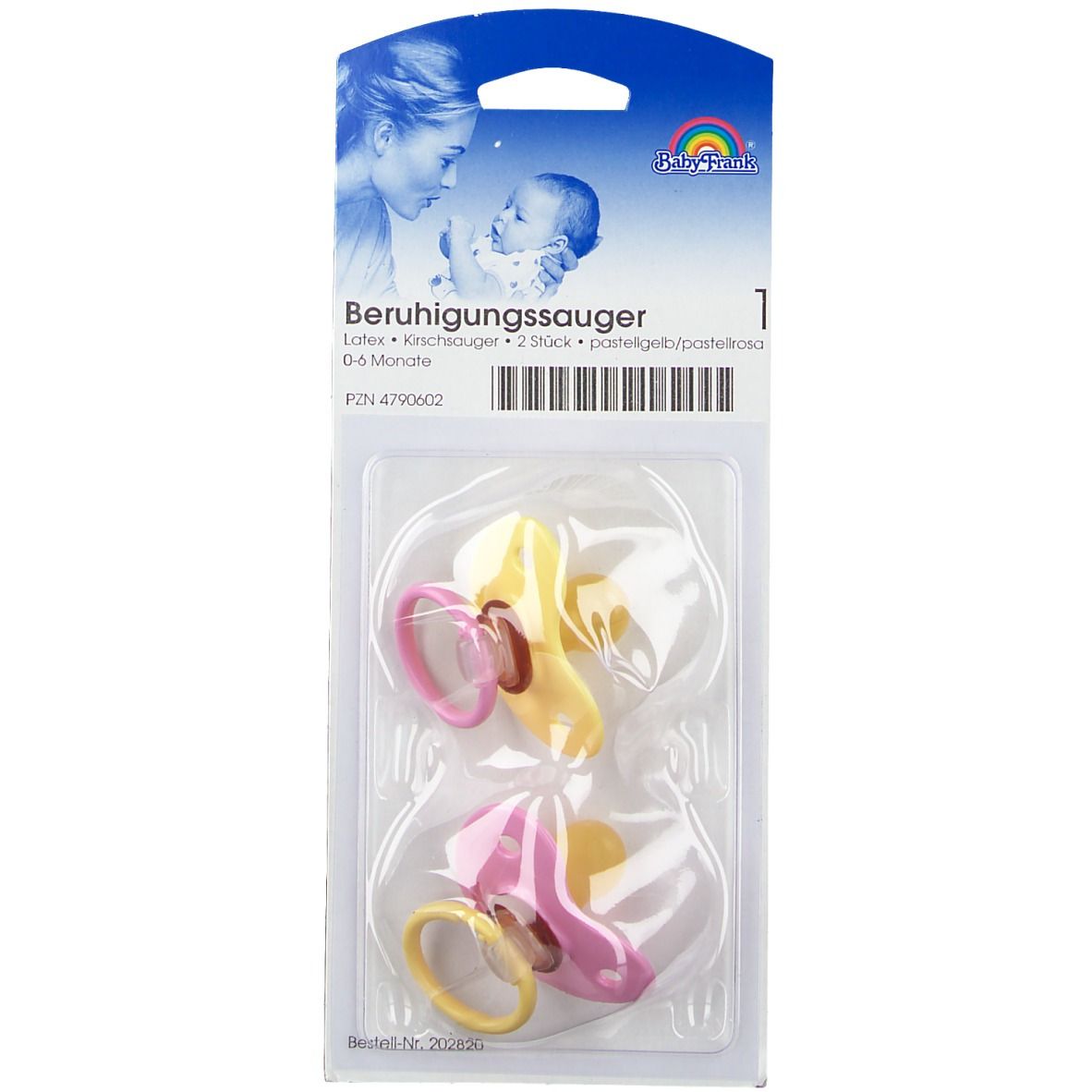 Baby-Frank® Beruhigungssauger Latex 0-6 Monate gelb/rot