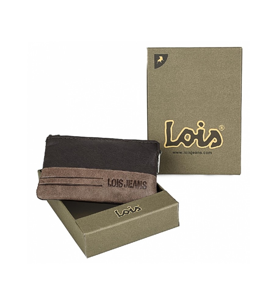 Carteira Lois em couro com sistema de chaveiro com bloqueio RFID 202402 Marrom - 11x7cm -