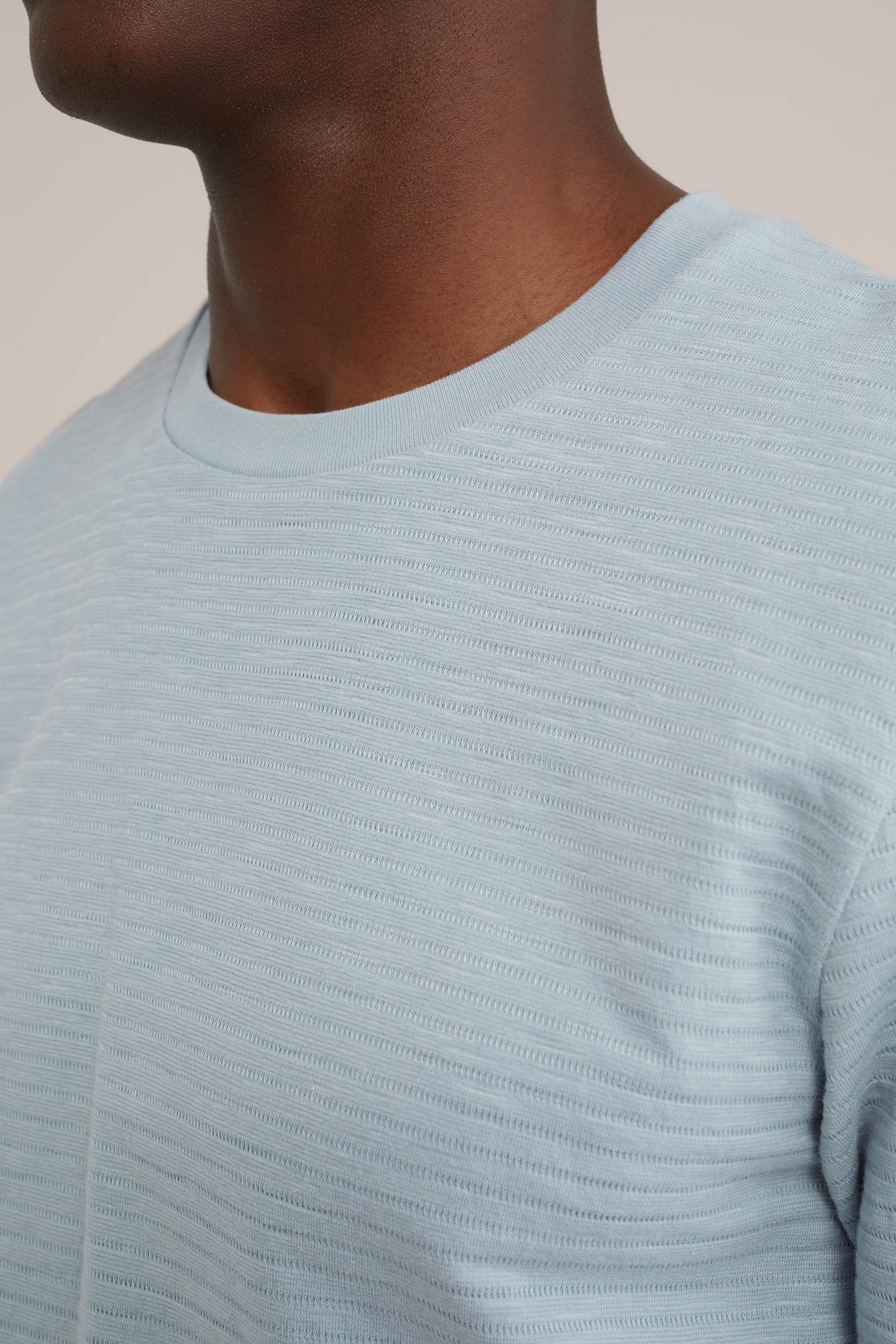 T-shirt met structuur WE Fashion Lichtblauw