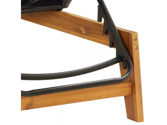 Chaises longues lot de 2 noir/marron résine tressée/bois acacia