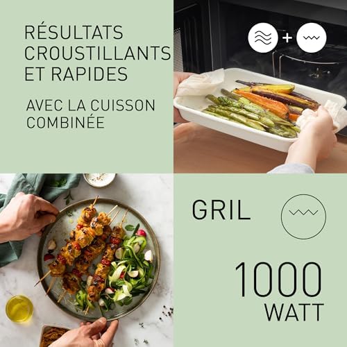 Panasonic NN GM23QMEPG Four à Micro Ondes Gril 20L avec Plateau en Verre et Grille Métallique, 800W, Grill 1000W, Décongélation, Réglage par Cadran, Quick 30, Minuterie, Argent : Cuisine et Maison