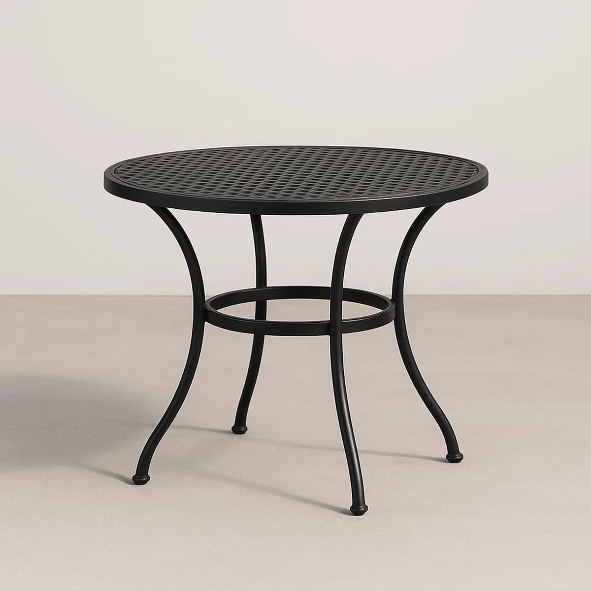 Runder Metall-Gartentisch mit Gitterdesign Durchmesser 90 cm Schwarz